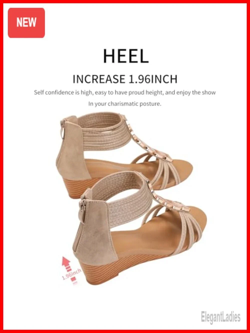 Low Heel Platform Wedge Sandals with Back Zipper PU Leather